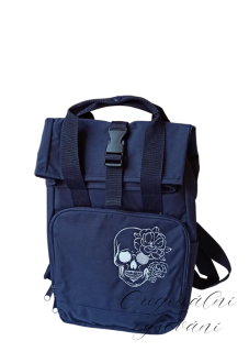 Městský batoh Roll-top se dvěma ušima, tm. modrý